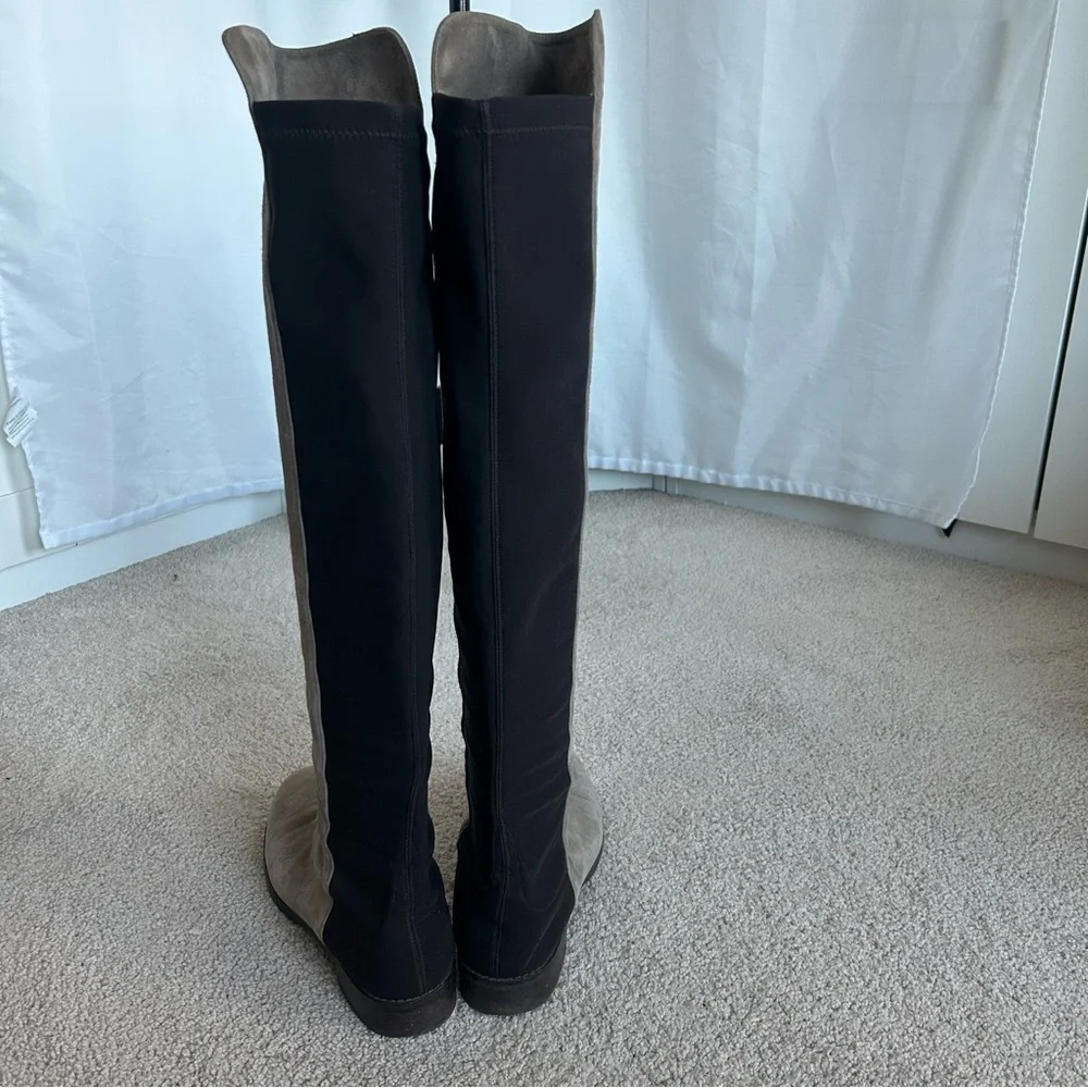 Stuart Weitzman Reserve knee-length boots tan brown suede elastic Sz 8.5